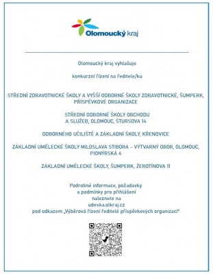 Olomoucký kraj vyhlašuje konkurzní řízení na ředitele/ku