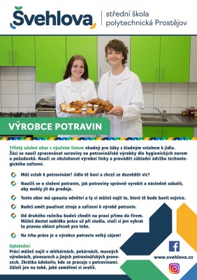 Výrobce potravin - tříletý učební potravinářský obor s výučním listem