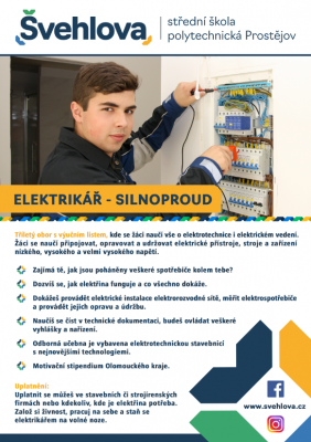 Elektrikář - SILNOPROUD - tříletý učební obor