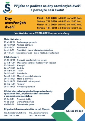 Obory školy + dny otevřených dveří