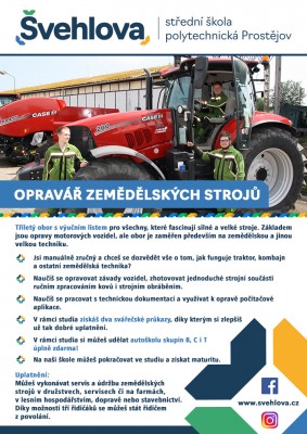 Opravář zemědělských strojů - tříletý učební obor